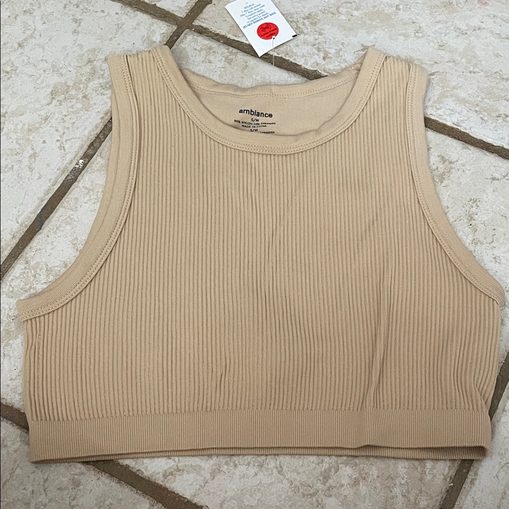 Ambiance Beige Ribbed Crop Top